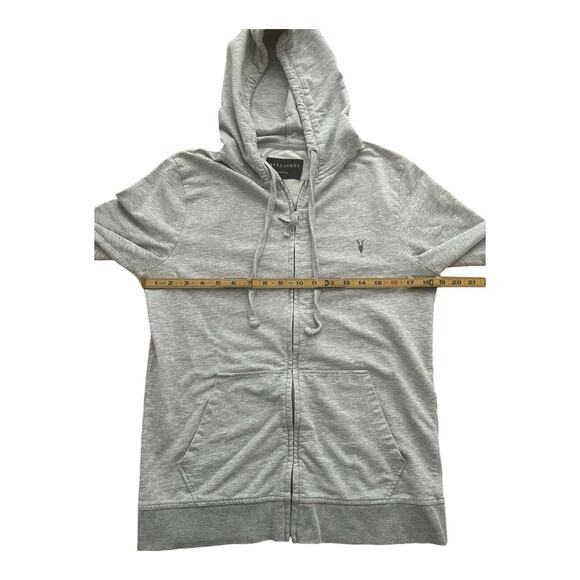 All Saints Hoodie Mens Size Small Full Zip Gray Embroidered - Picture 4 of 8